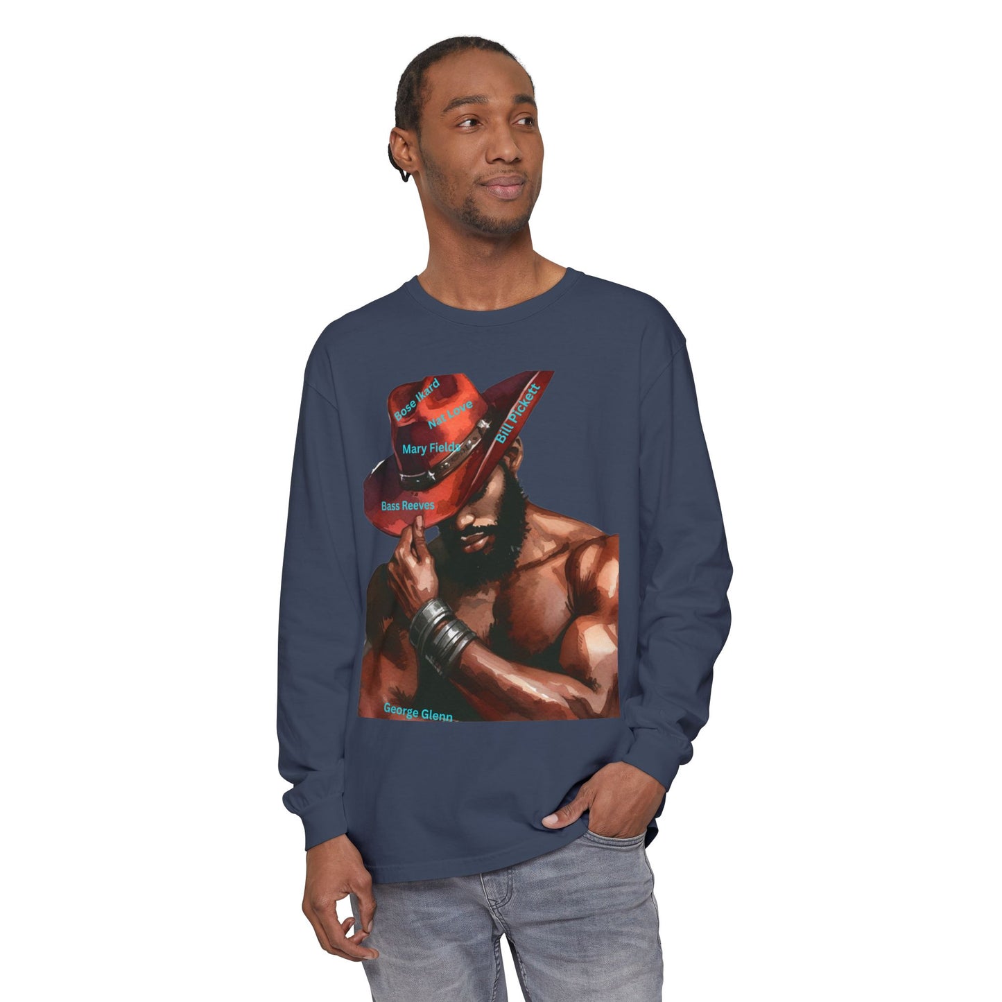 The Black Cowboys Stylish Long Sleeve Tee with Bold Graphic Art