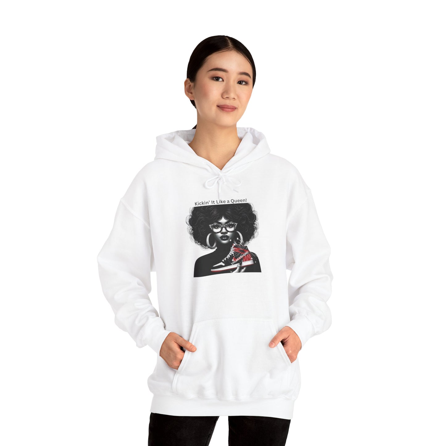 Sneakerhead Unisex Heavy Blend™ Hooded Sweatshirt: Kickin It Like a Queen