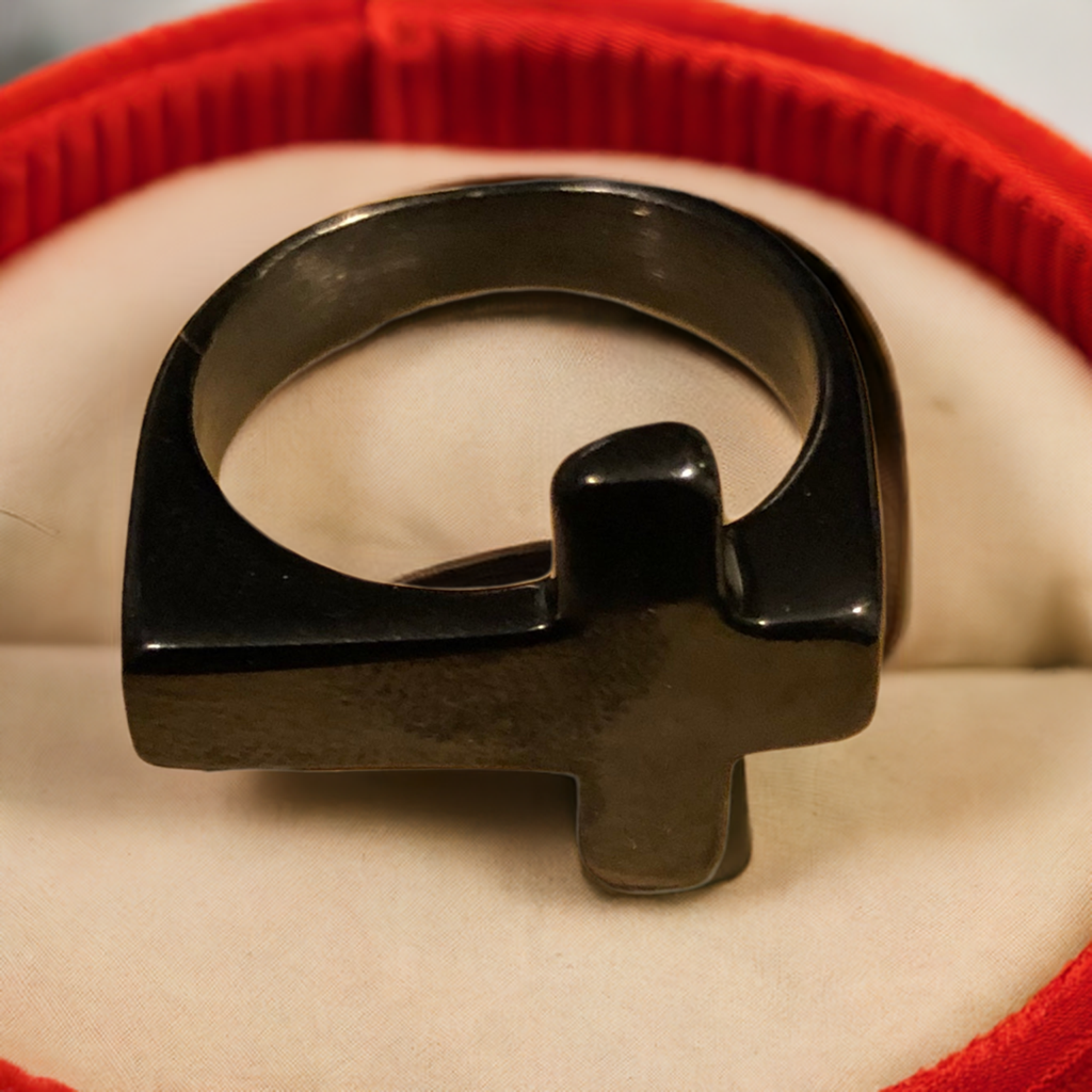 Black Stainless Steel Cross Ring