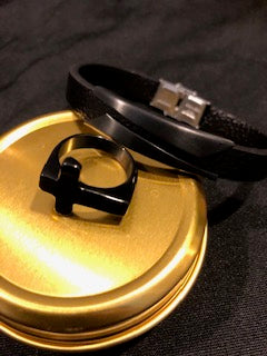 Black Stainless Steel Cross Ring - LenaGrace Designs