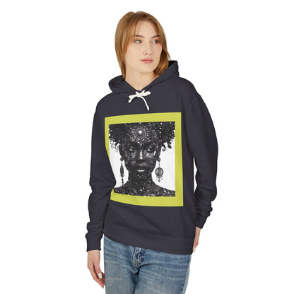 Jewelry-Adorned Face Hoodie — Elegant Portrait Pullover