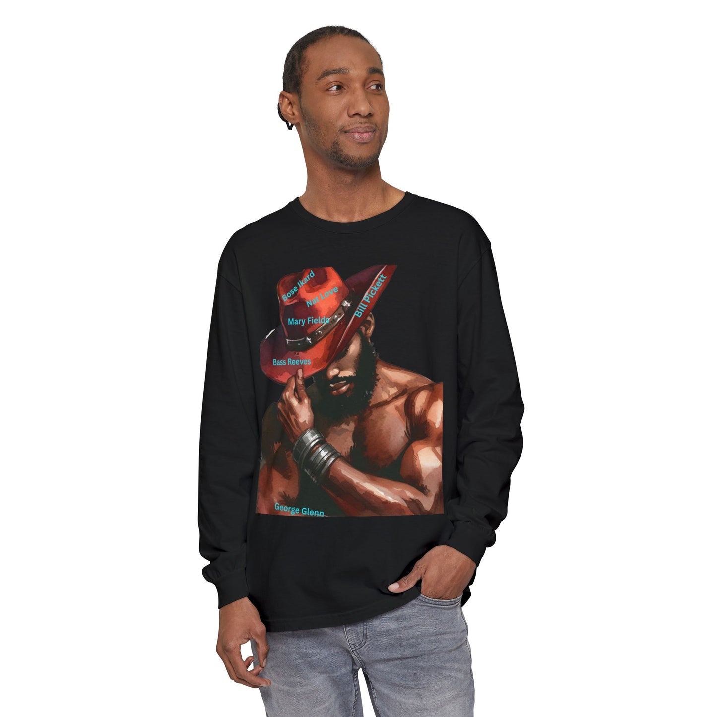 The Black Cowboys Stylish Long Sleeve Tee with Bold Graphic Art