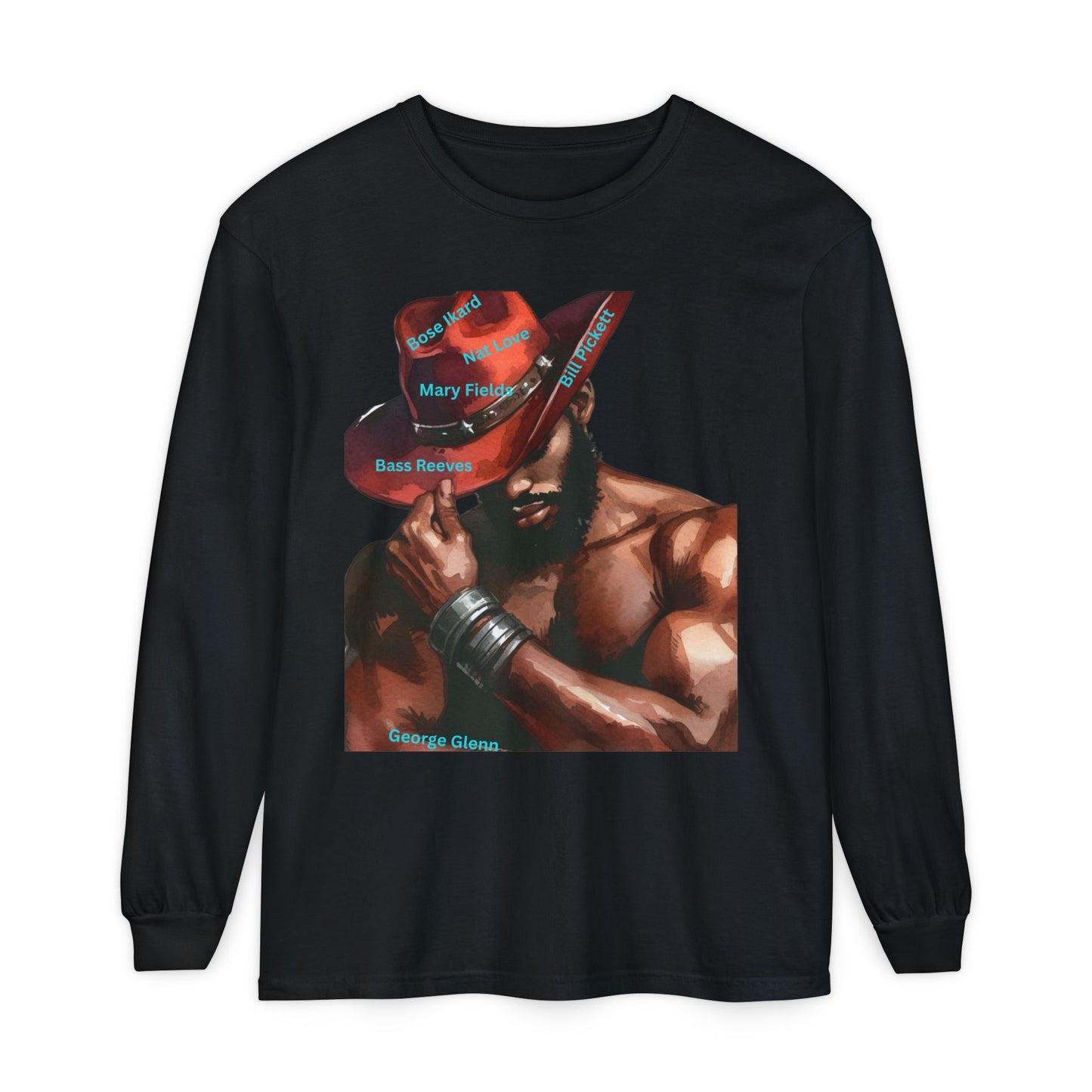 The Black Cowboys Stylish Long Sleeve Tee with Bold Graphic Art
