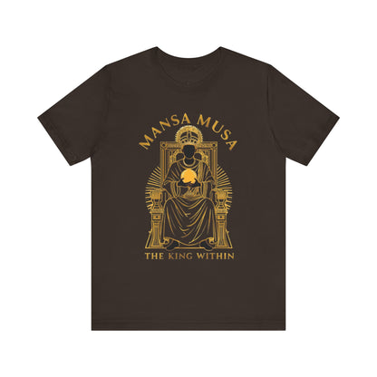 Mansa Musa “The King Within” T-Shirt – Luxury Gold Line Art | LenaGrace Designs