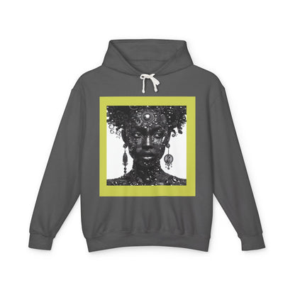 Jewelry-Adorned Face Hoodie — Elegant Portrait Pullover