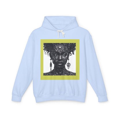 Jewelry-Adorned Face Hoodie — Elegant Portrait Pullover